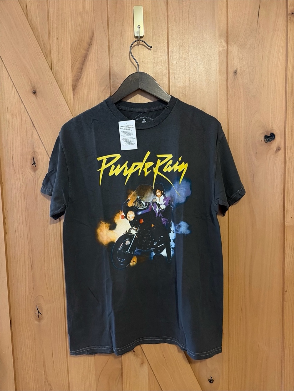 The Prince Estate Official Purple Rain Shirt Gray Distressed NWT S